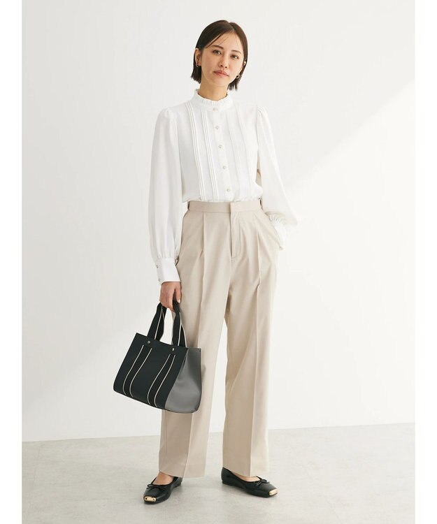 Green Parks ・ＥＬＥＮＣＡＲＥ　ＤＵＥ　ピンタックスタンドブラウス Off White