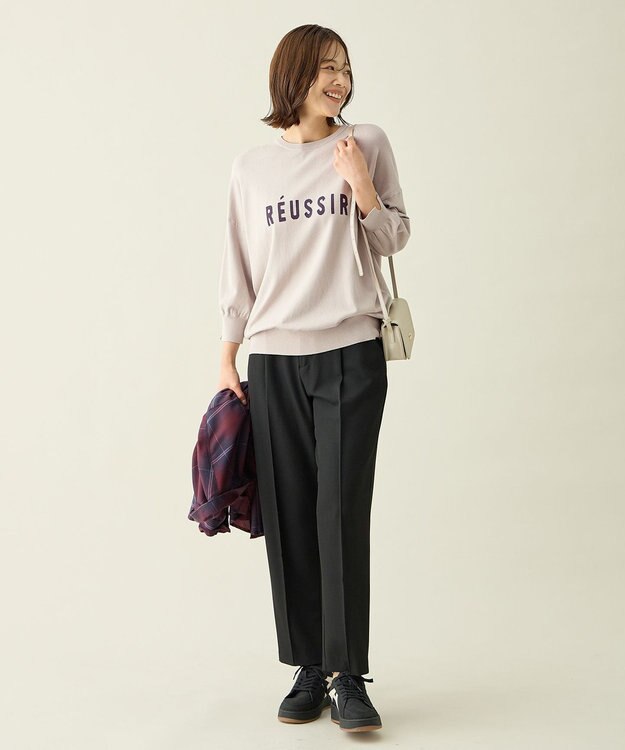 ANY L 【裏起毛/ウエストゴム】ウォームテーパードパンツ ブラック