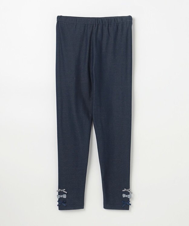 ANY KIDS 裾リボン 無地レギンス ネイビー