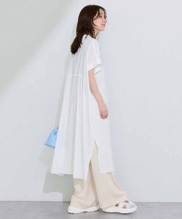 Green Parks 半袖シアースキッパーシャツワンピース Off White
