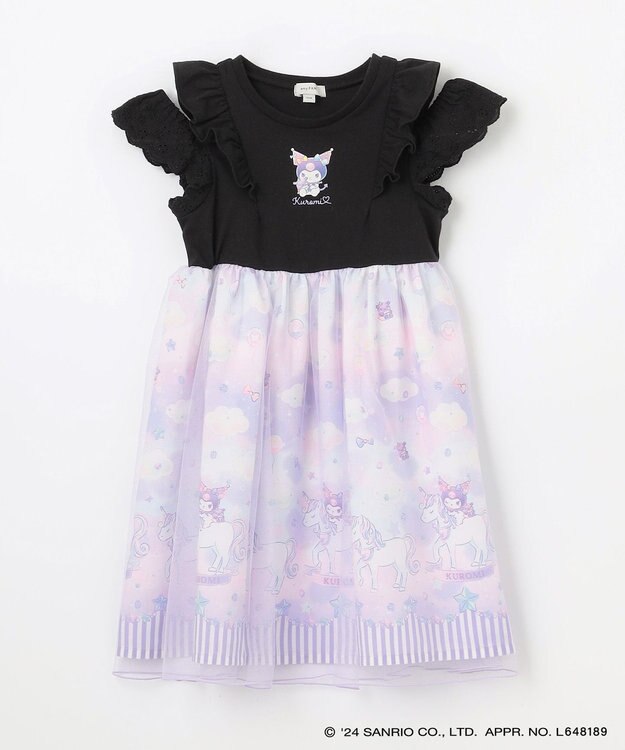 ANY KIDS 【サンリオキャラクターズ×any FAM】オン・オフショルダーチュールワンピース ブラック×クロミ