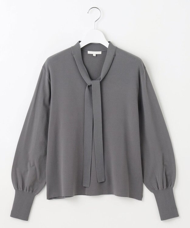 自由区 L レーヨンストレッチブラウスライク ニット グレー