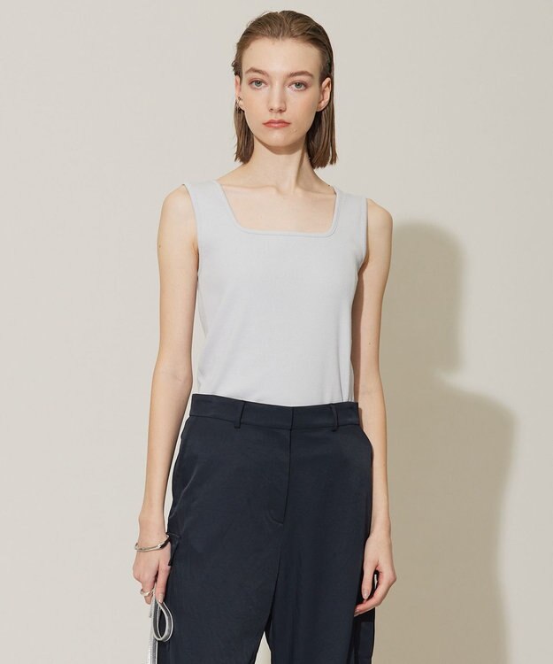 ICB 【新色追加・WEB限定カラーあり・洗える】ブロードステッチリブ タンクトップ ライトグレー系