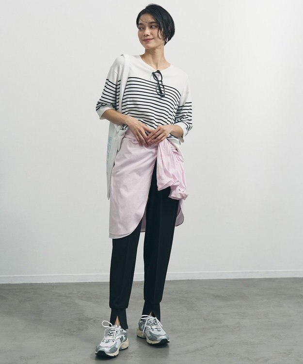 UNFILO L スゴ機能美ニット ハーフスリーブ オフボーダー