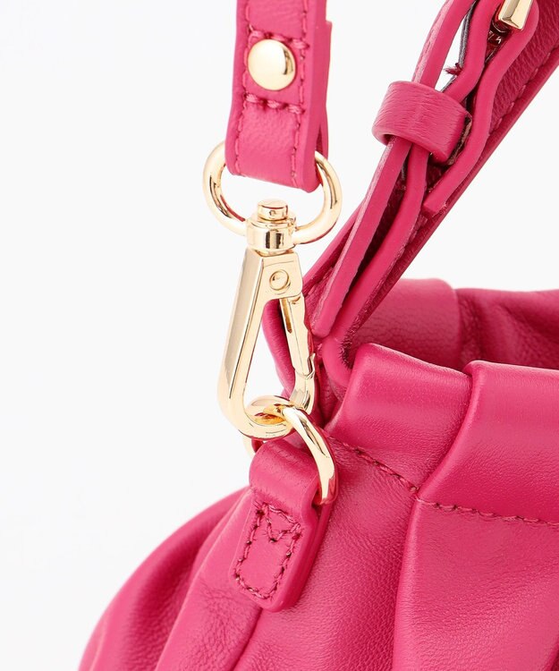 LA BAGAGERIE シープレザー　ギャザーミニマムバッグ ピンク