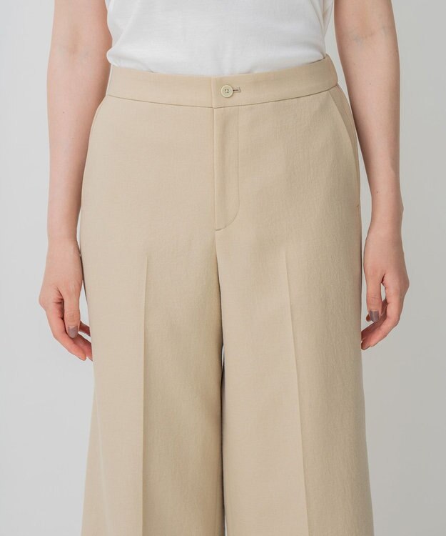 自由区 L リネンライクツイル フレックス パンツ ベージュ系