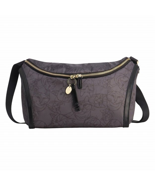 ACE BAGS & LUGGAGE HAyU × ace.  ユッカ ショルダーバッグ 17835 チャコール（ネコヘッド柄）