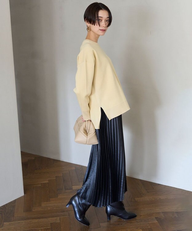 UNFILO 【洗える】チンツプリーツスカート ブラック