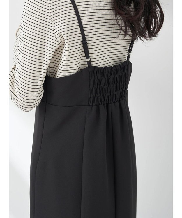 earth music&ecology バックスリットＩラインキャミワンピース Black