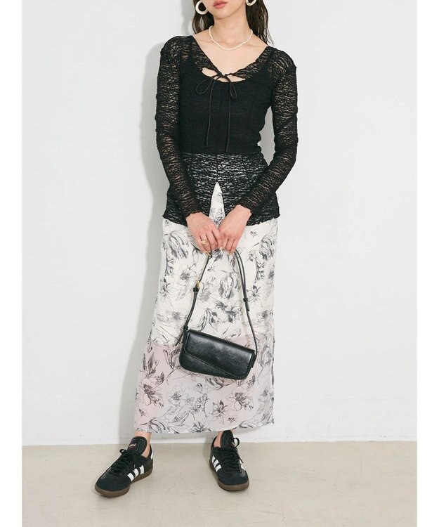 Green Parks カットワークデザインレーストップス Black