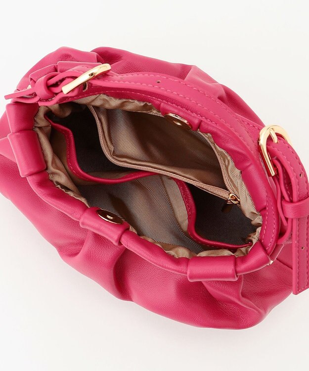 LA BAGAGERIE シープレザー　ギャザーミニマムバッグ ピンク