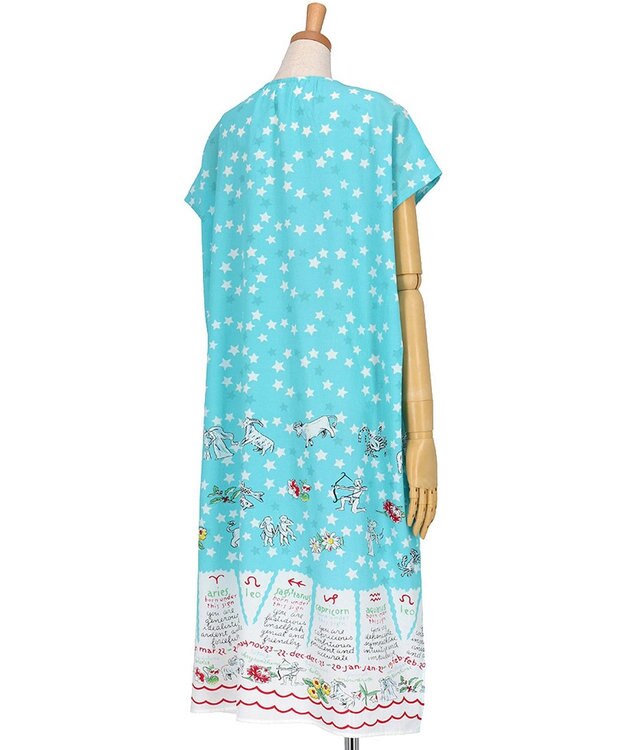 tsumori chisato SLEEP ツモリチサト ワンピース ルームウエア 4分袖 綿100%(本体) ローン素材 ロング丈(ふくらはぎ付近) レディース UNT146 /ワコール サックス