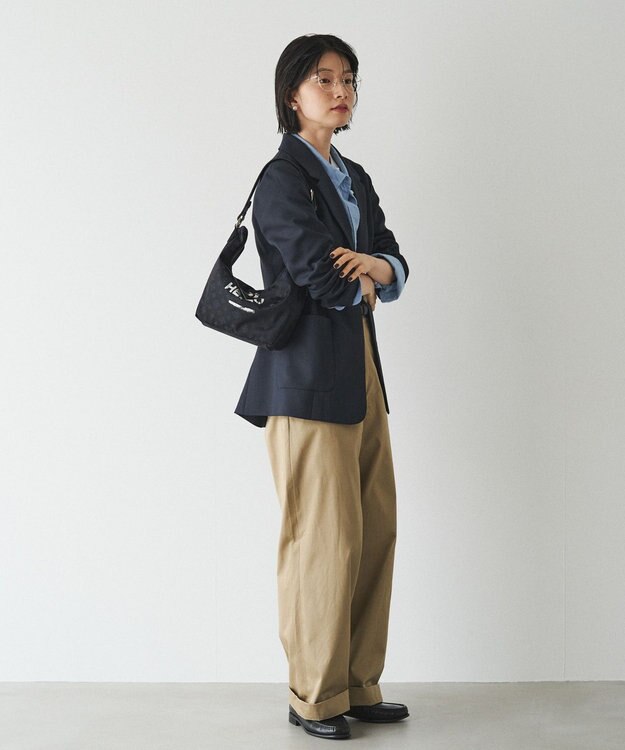 russet ステンシル風プリント ナイロン2WAYミニショルダーバッグ(SF-270) Black/Navy