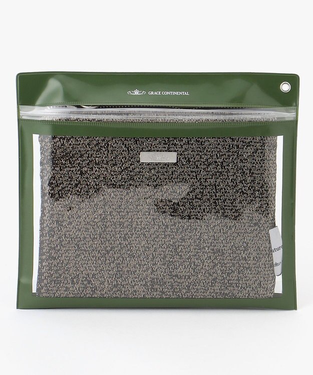 GRACE CONTINENTAL Fabricフラットポーチ-AW ゴールド
