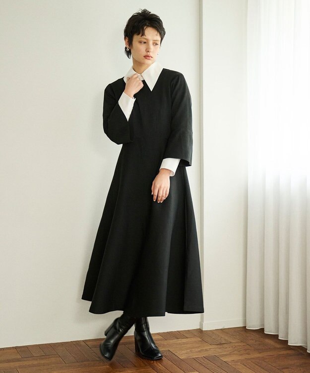 #Newans 【アイロンいらず】尖り襟ギャザースリーブブラウス ホワイト