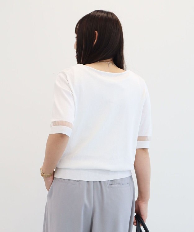 Green Parks 袖シアーニットプルオーバー Off White