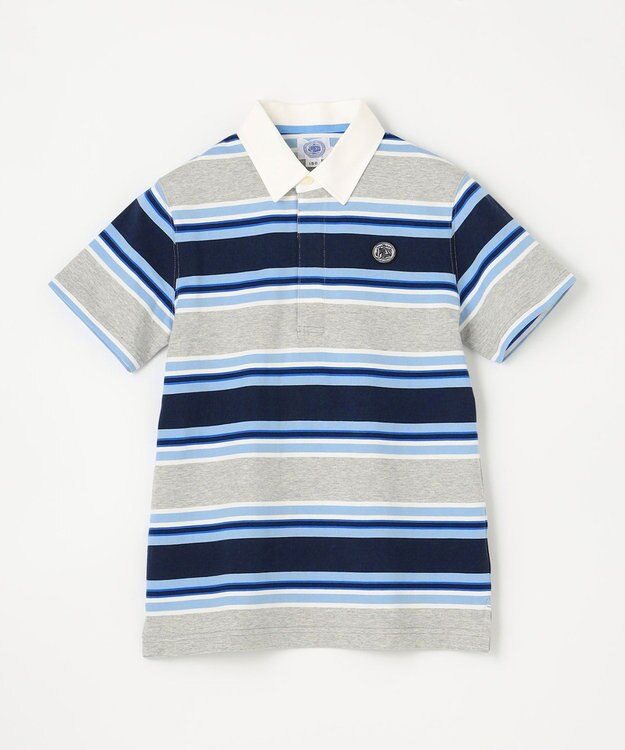 J.PRESS KIDS 【140-170cm】マルチボーダー 半袖ポロシャツ ネイビー系1