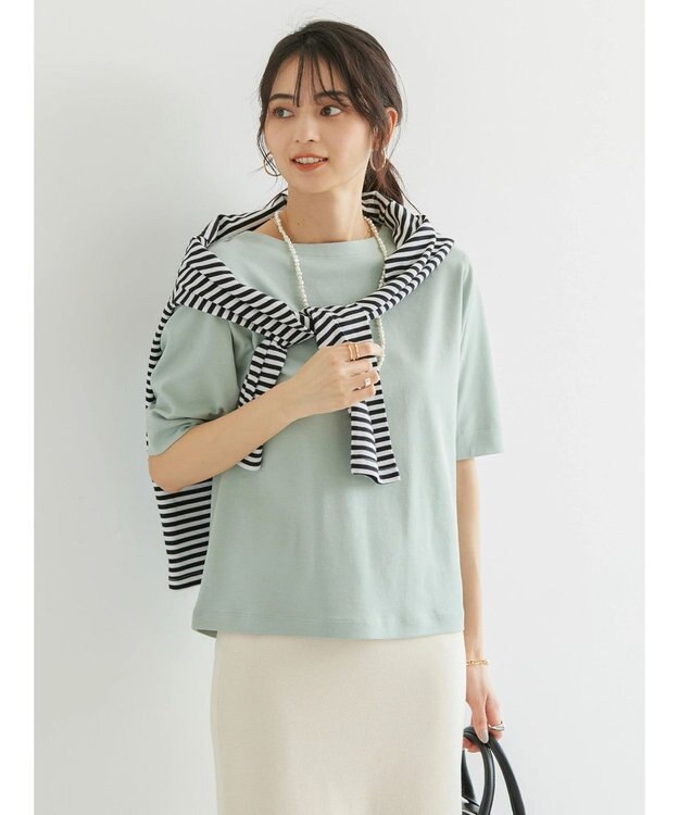 AMERICAN HOLIC ５分袖ボートネックカットプルオーバー Green