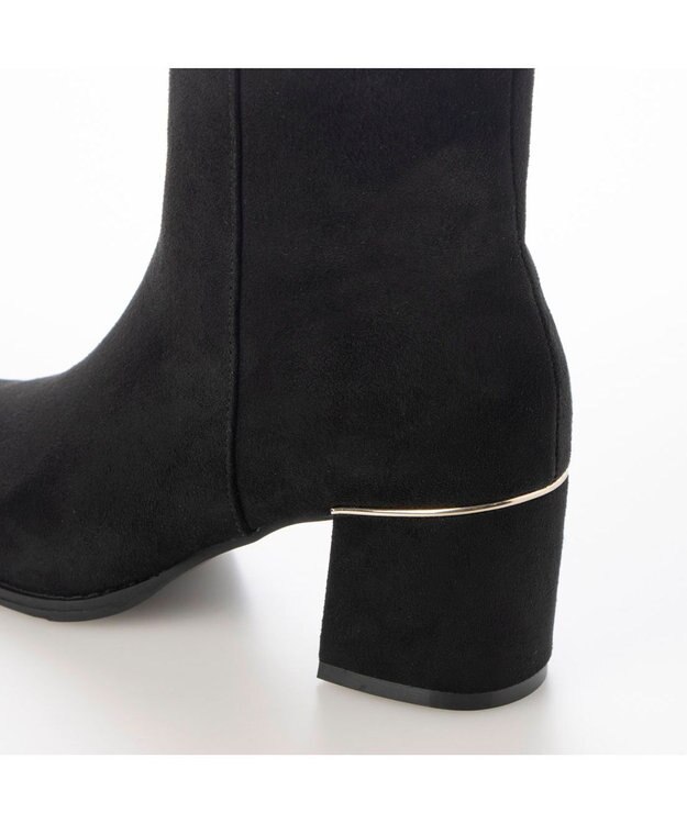 MODE ET JACOMO <carino>【レイン対応】ポインテッドフレアヒールブーツ ブラックスエード