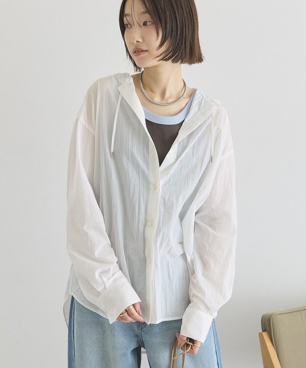 AMERICAN HOLIC ナイロンフーディーシャツ Off White