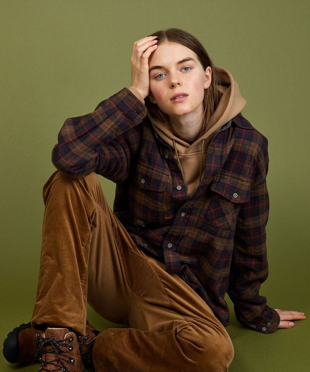 JOSEPH ABBOUD MOUNTAIN オーガニック チェック ラフィーネル シャツ ブラウン系4