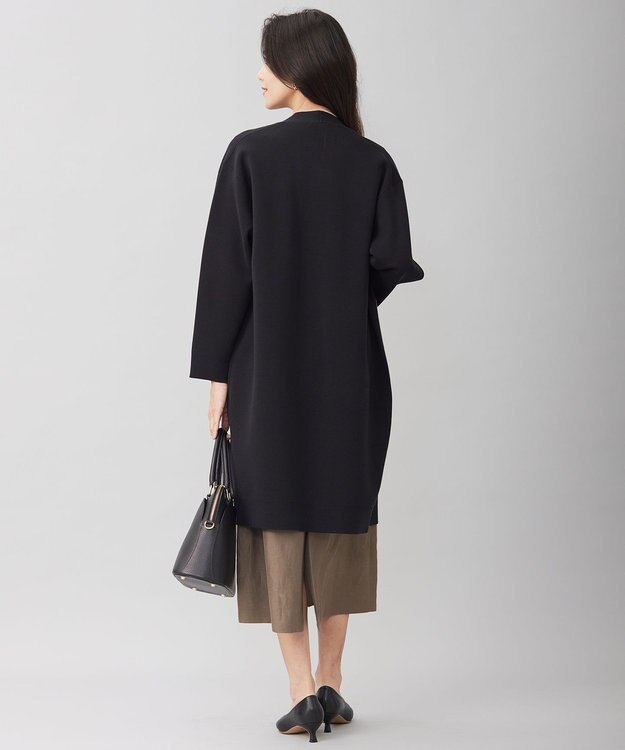 自由区 【洗える】ドライコットンハイゲージニット アウター ブラック×ベージュ