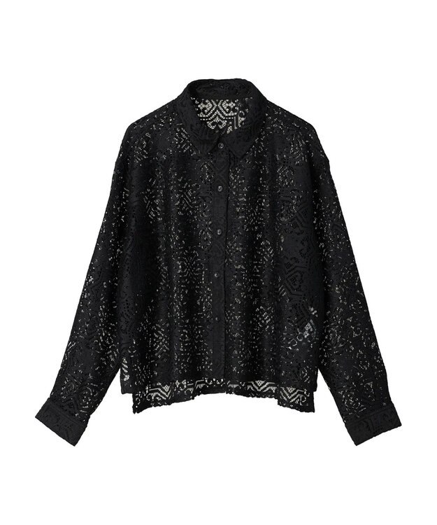 earth music&ecology レースショートシャツ Black