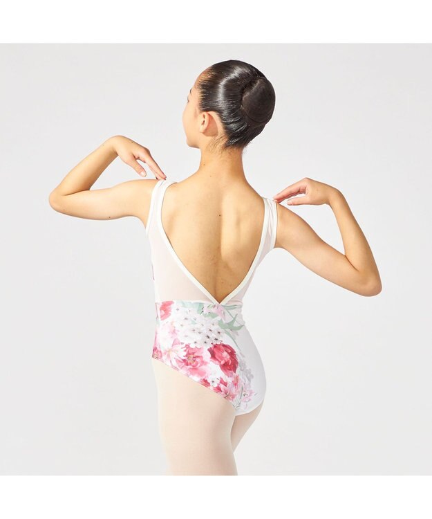 Chacott 【MAY NAGAHISA】ジュニア ノースリーブレオタード ラズベリープリント