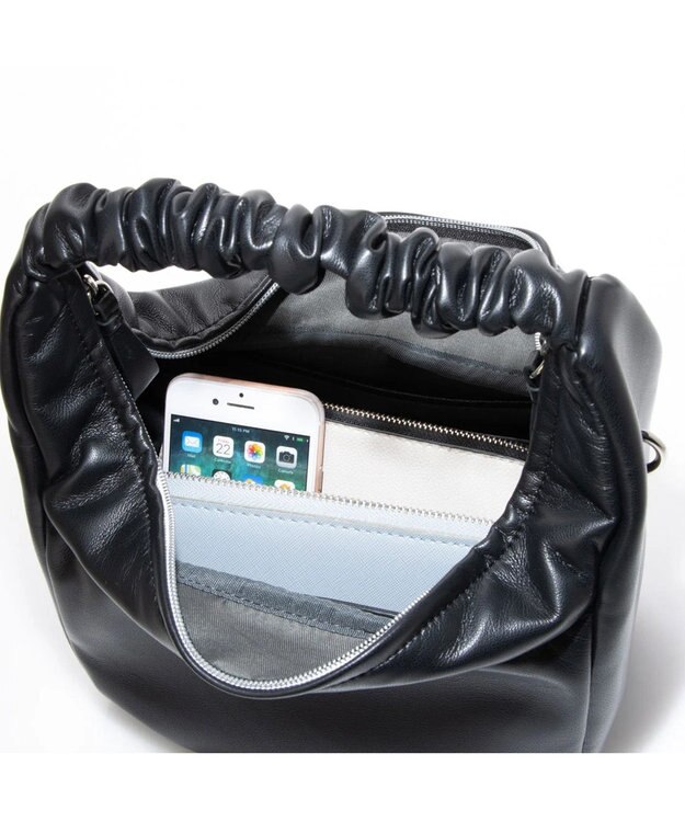 UNBILLION kakatoo ギャザーハンドル2wayバッグ ブラック