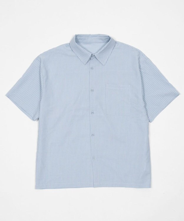 WEGO クロップドSSサッカーストライプシャツ サックス