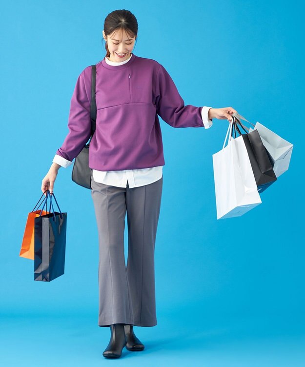 SHARE PARK LADIES 【UVカット・吸水速乾・ストレッチ・軽量・アンチピリング 】ダンボールクルーネックスウェット（S・Mサイズ） パープル系