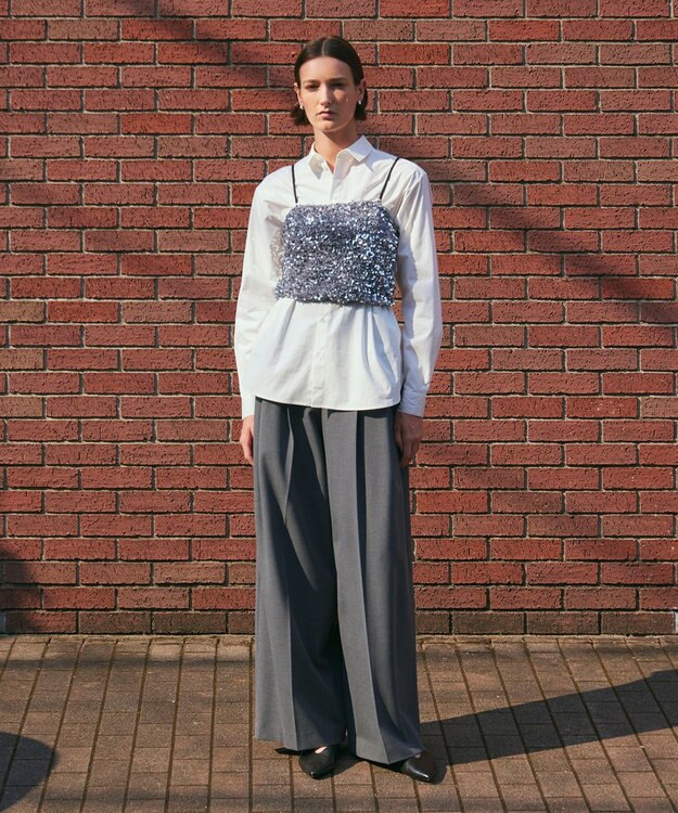 NAVE 【Nave・洗える】2WAYツイル ワイドパンツ ライトグレー系