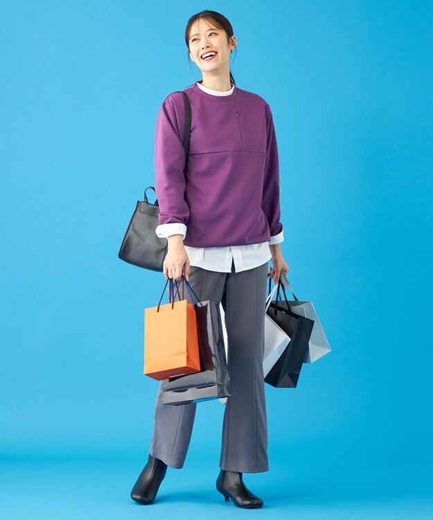 SHARE PARK LADIES 【UVカット・吸水速乾・ストレッチ・軽量・アンチピリング 】ダンボールクルーネックスウェット（S・Mサイズ） パープル系