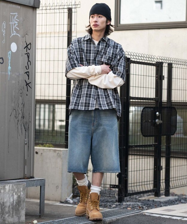 WEGO 【ユニセックス着用ITEM】アンサンブルチェックシャツ（LS） ブラックチェック1