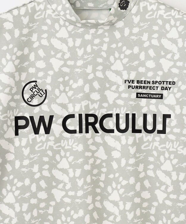 PW CIRCULUS 【MEN】【ストレッチ】アニマルプリント ロゴ モックネック シャツ ホワイト系5