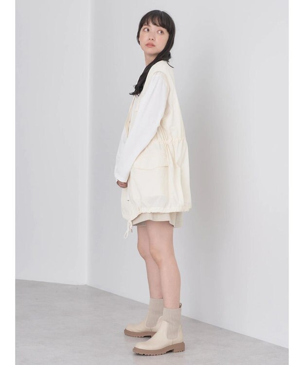 earth music&ecology ドロストコードジレ Ivory