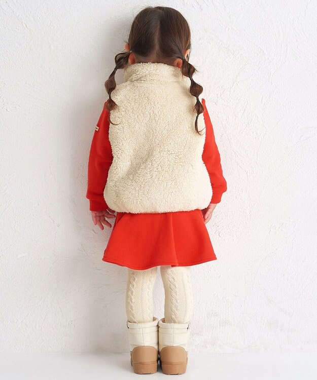 MIKI HOUSE HOT BISCUITS 【80-120cm】 カラフルビーンズ 裏ボアフリース リバーシブル総柄ベスト マルチカラー