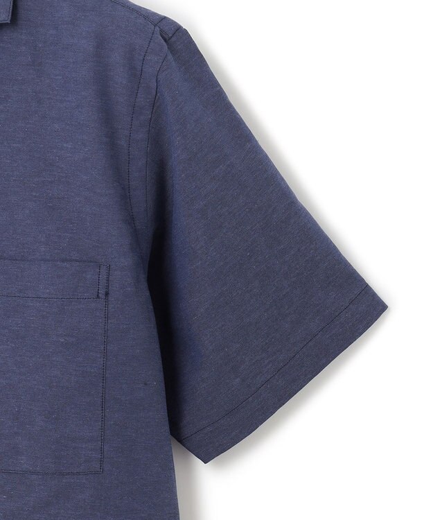 J.PRESS MEN 【HYBRID LINEN】オープンカラーシャツ ネイビー系