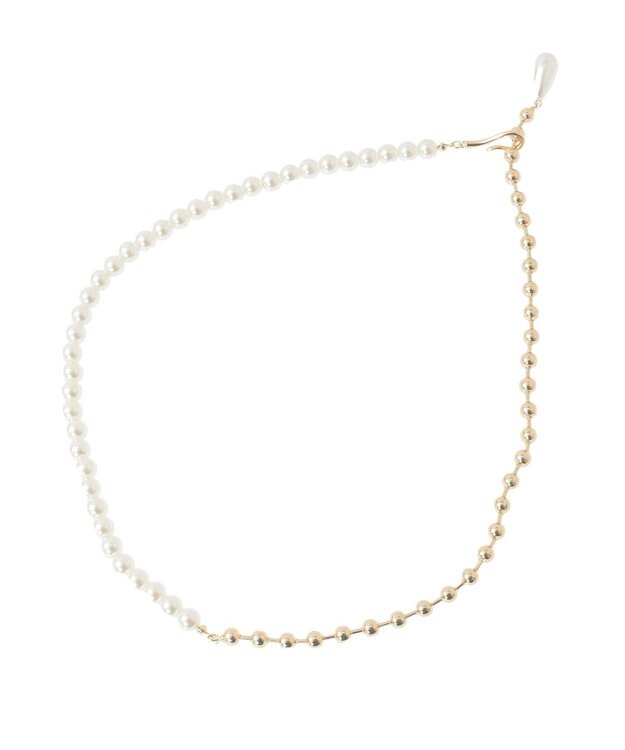 earth music&ecology パールフックボールチェーンネックレス Gold