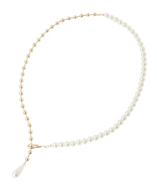 earth music&ecology パールフックボールチェーンネックレス Gold