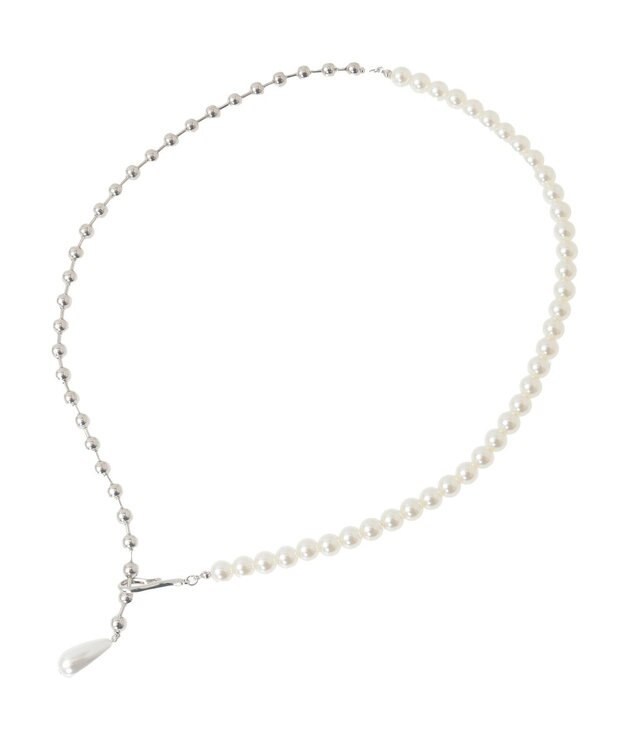 earth music&ecology パールフックボールチェーンネックレス Silver