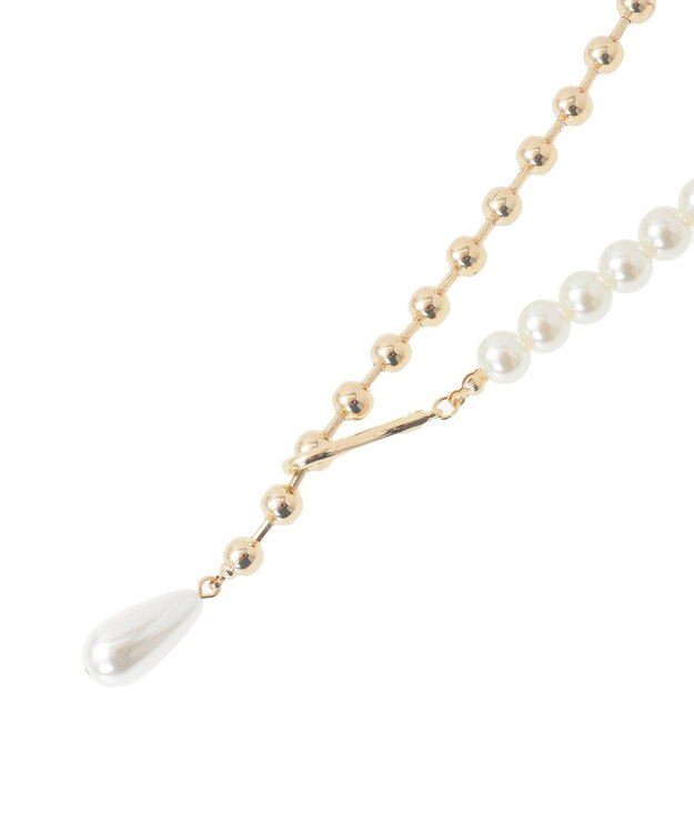 earth music&ecology パールフックボールチェーンネックレス Gold