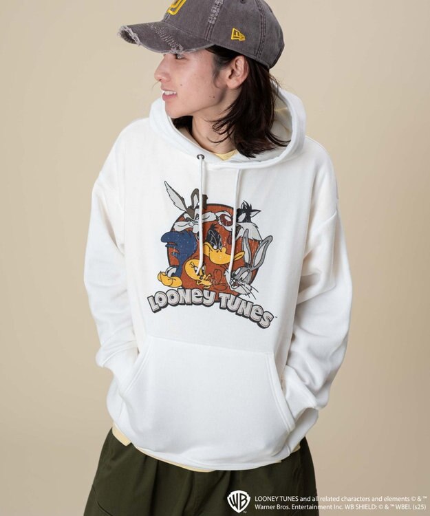 WEGO 【ユニセックス着用ITEM/裏起毛】LOONEYTUNESグラフィックプルオーバー ホワイト