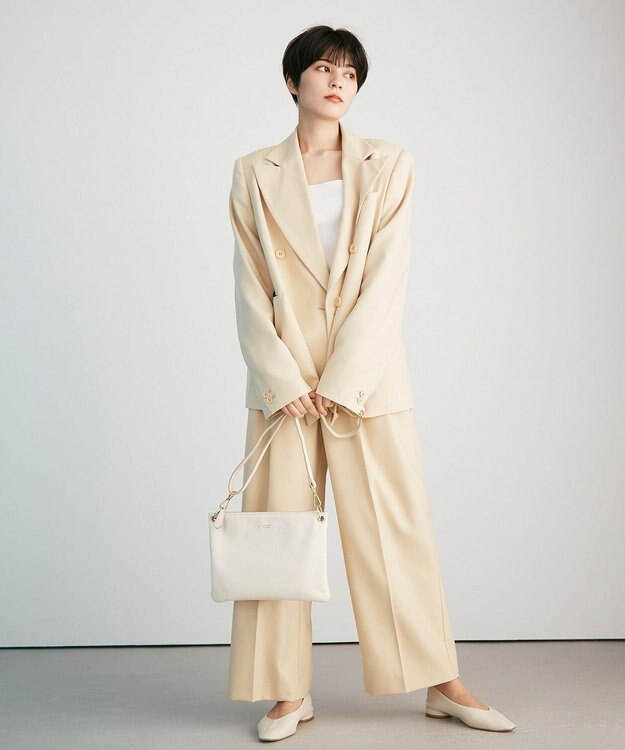 TOPKAPI 【TREASURE TOPKAPI】ストライプベルト・レザー2wayショルダーバッグ クリーム