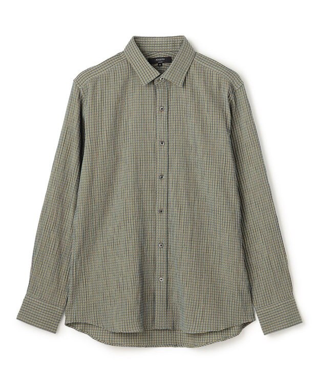 JOSEPH HOMME 新素材【ドライタッチ/ストレッチ】ドライコットンドビー　レギュラーカラーシャツ ダークグリーン系