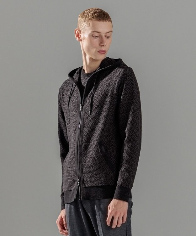 JOSEPH HOMME 【イージーケア】 ヴィスコースリンクス　ジップアップニットフーディー グレー系