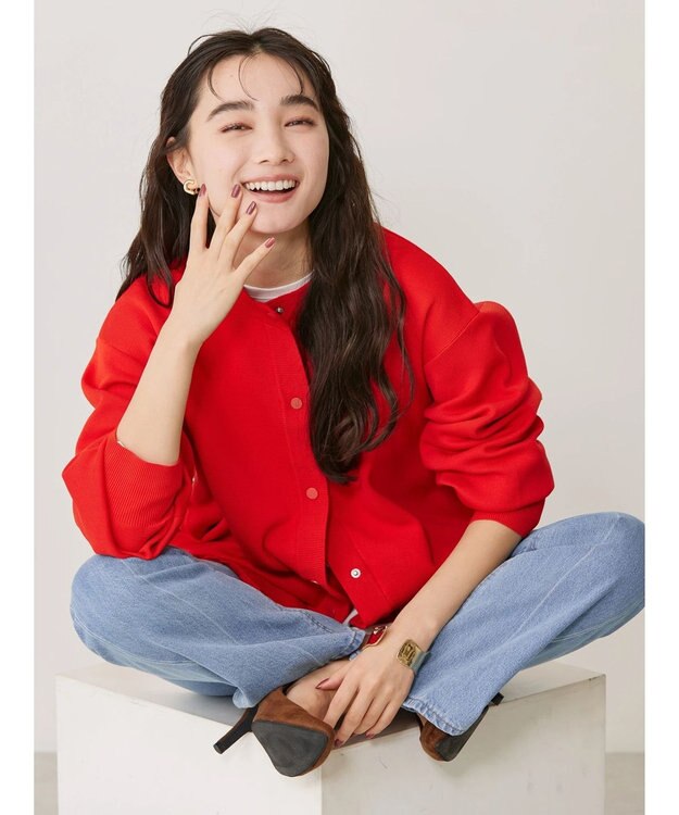 AMERICAN HOLIC エコカルットクルーネックカーディガン Red