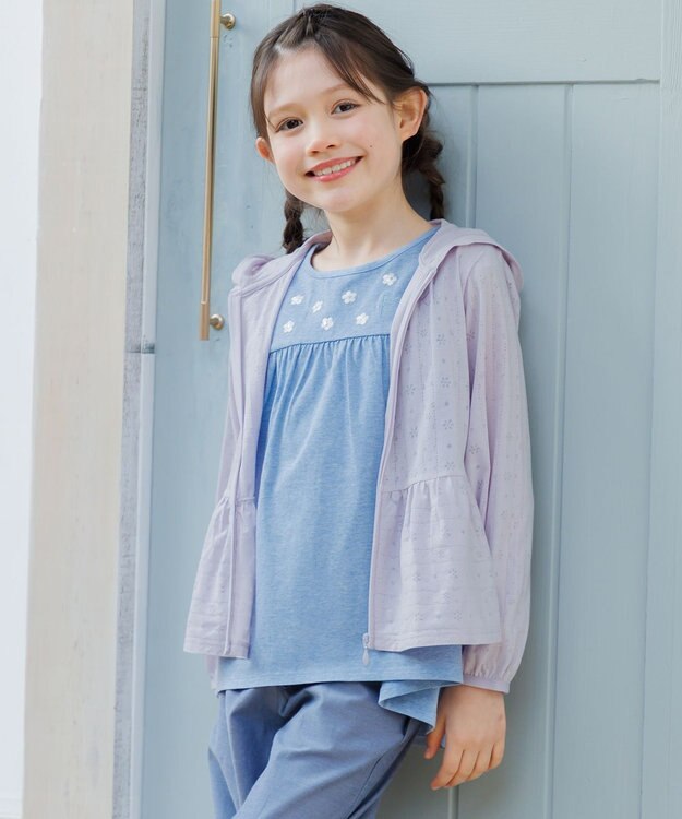 組曲 KIDS 【110-140㎝】 オパールレーシーパーカー ラベンダー