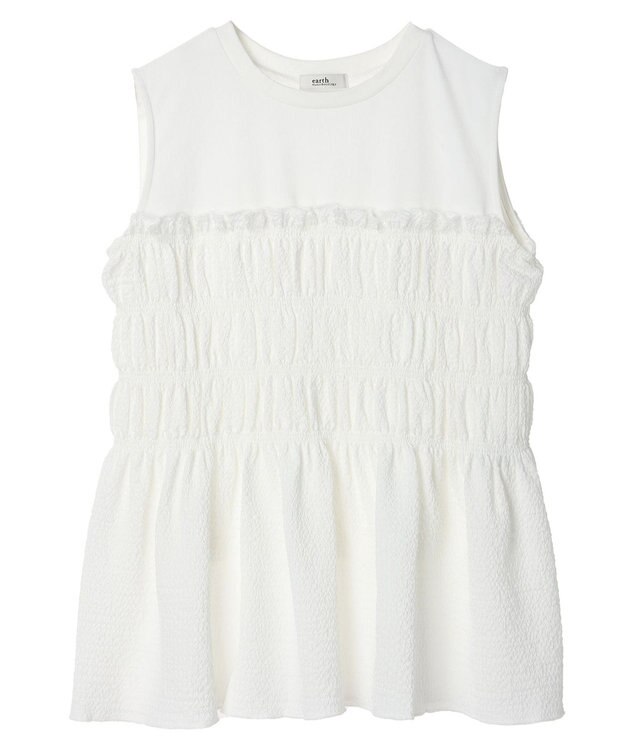 earth music&ecology ドッキングシャーリングプルオーバー White