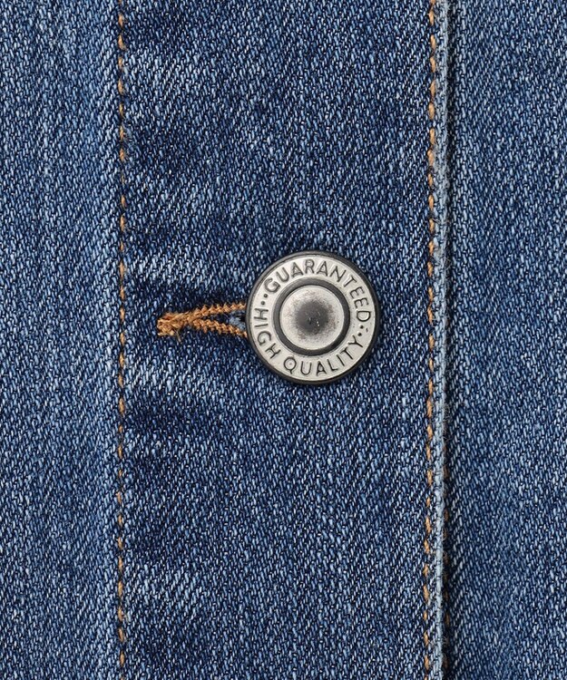 ANY 【洗濯機可能・ストレッチ】ノーカラー デニムジャケット フェードインディゴ